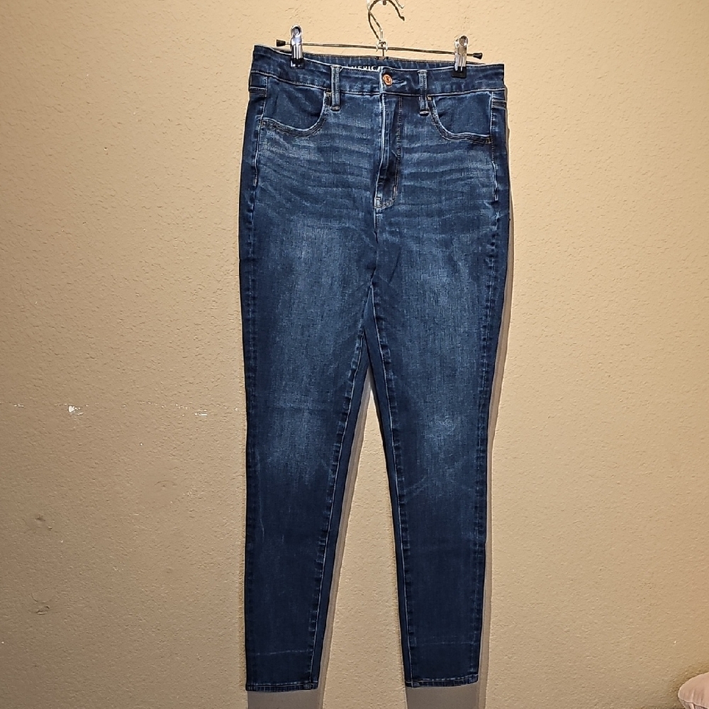 American Eagle Outfitters Dark Blue Super High Rise Jeggings Size 8